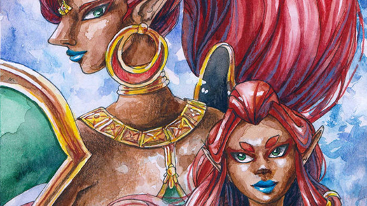 Urbosa and Riju fan art by Denouu