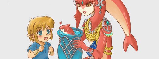 Baby Sidon Mipha and Link by Amanda Oei Wells