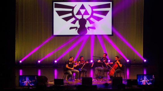 Triforce Quartet Performing in Dublin with Purple Lights