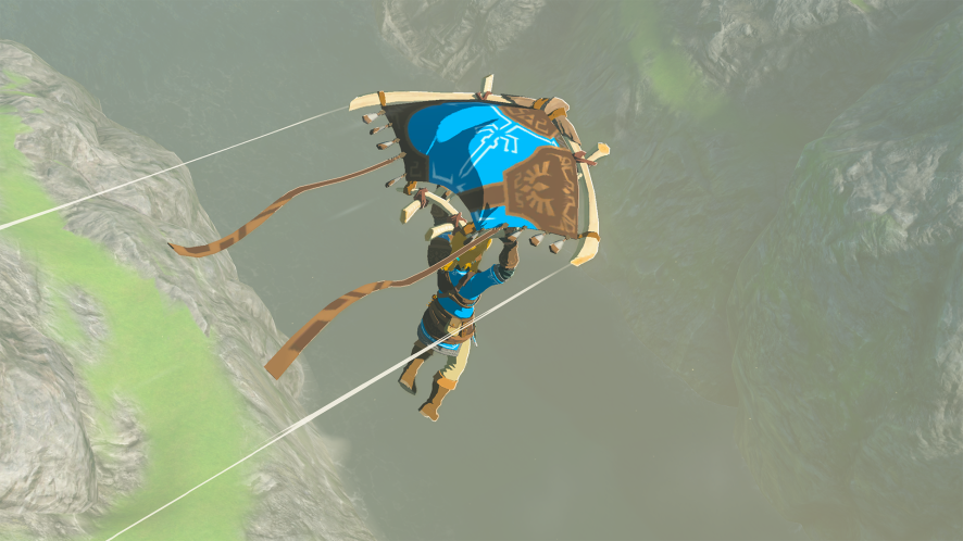 Link With an Amiibo Unlocked Glider designed like the Champions Tunic