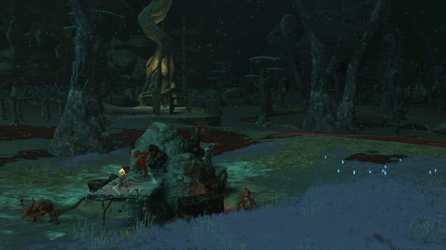 A camp of new lizalfos enemies in a strange location