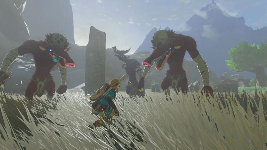 Link faces off against Moblins in helmets