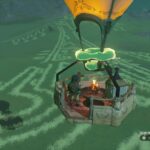Tears of the Kingdom riding Impa's balloon
