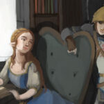 link and zelda in her study by alf-l fi