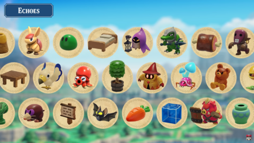 Screenshot of Echoes selection screen in The Legend of Zelda: Echoes of Wisdom