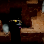 Princess Zelda uses a Keese to cross a gap