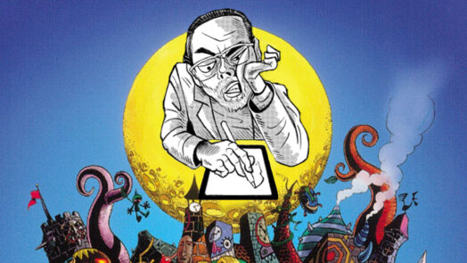 Takaya Imamura's self-portrait on top of Majora's Mask promo art