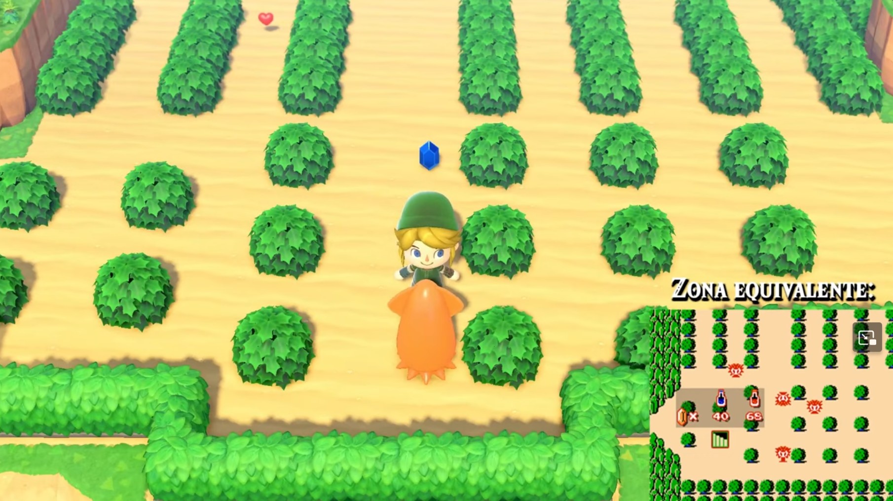 Map from the first Legend of Zelda fully rebuilt in Animal